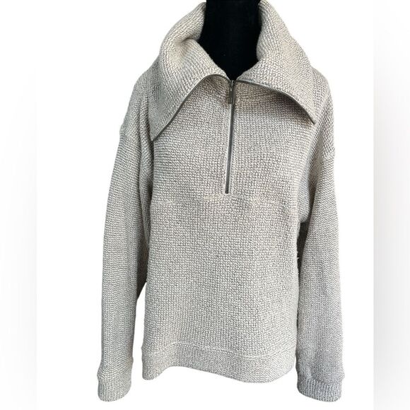 Sweaty Betty Restful Boucle Half‑Zip Sweatshirt Size 6 Neutral Comfy - Picture 6 of 10